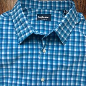 Lands End Men's Performance Plaid LS Dress Shirt - XXL (18-18 1/2)